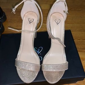 Gold glitter chunky heels